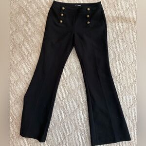 Express Black Flare Trousers with Button Accents